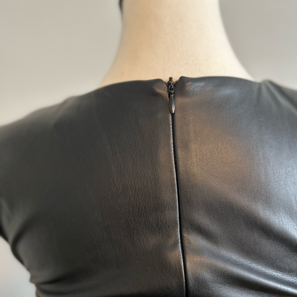 ZARA Blogger Fav Black Faux Leather Bodycon Women's Mini Dress Size XS - Picture 13 of 14